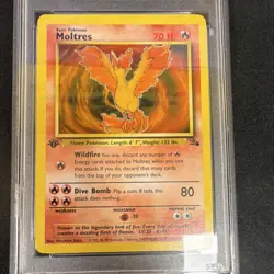 Pokemon Non-holo Moltres Fossil 1st Edition Rare 27/62 PSA 8 1999 English - Image 3
