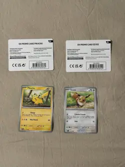 Eevee + Pikachu Pokemon Together - Stamped Exclusive Pokemon Center Promos - Image 1