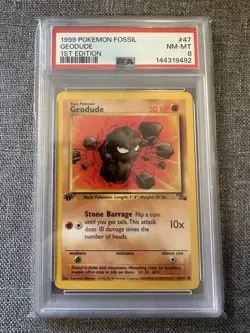 PSA 8 1st Edition Geodude Pokemon Fossil 1999 Common #47 Near Mint - Image 3