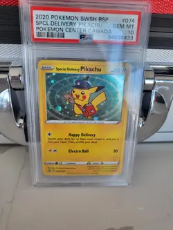 POKEMON CENTER SPECIAL DELIVERY PIKACHU 2020 SWSH BSP #074 HOLO PSA 10 🔥SWIRL! - Image 5