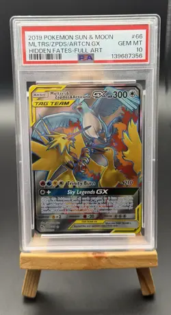 2019 POKEMON SUN & MOON #66 FULL ART/MOLTRES & ZAPDOS & ARTICUNO GX PSA 10 - Image 3