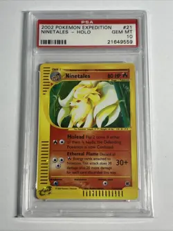 2002 POKEMON EXPEDITION #21 NINETALES-HOLO PSA 10 - Image 1