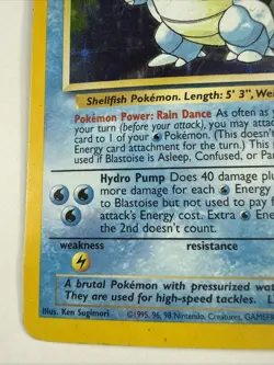 Pokemon Blastoise Base Set Holo Rare 100 HP 2/102 English 1999 Wizards Card - Image 4