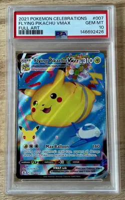 PSA 10 GEM MINT Flying Pikachu VMAX 007/025 FULL ART Celebrations Pokemon Card - Image 1