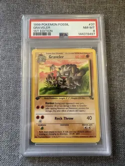 PSA 8 1st Edition Graveler Pokemon Fossil 1999 Uncommon #37 Near Mint - Image 3