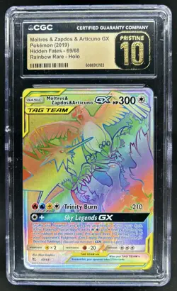 2019 Pokemon SM Moltres & Zapdos ArticunoTag Team PRISTINE #69/68 CGC 10 - Image 1