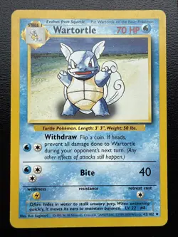 FREE SHIPPING Wartortle - 4th [1999-2000] - 42/102 Base Set - Pokemon TCG - Image 1
