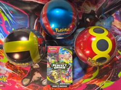 Sealed Pokemon Lot - Perfect Order Booster Bundle + 3 Pokeball Tins - 15 Packs - Image 1