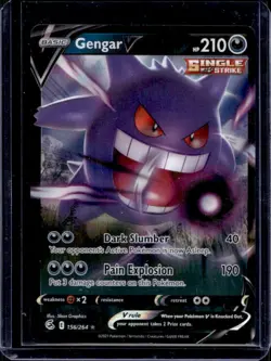 2021 Pokemon SWSH Fusion Strike Gengar V #156/264 - Image 1