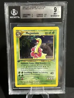 Meganium Holo 1st Edition 11/111 Pokemon 2000 Neo Genesis BGS 9 MINT - Image 1