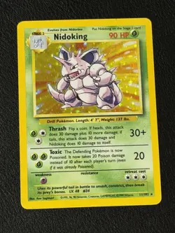 Pokemon TCG Nidoking Holo Rare Card Base Set 11/102, 1999 WOTC Vintage - Image 1
