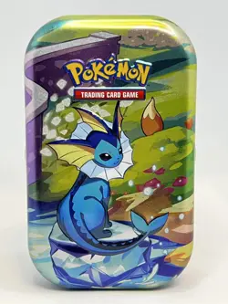 Vaporeon Prismatic Evolutions Mini Tin, Art card, and Coin Only - Image 2