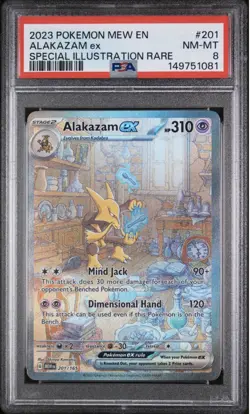 ALAKAZAM EX #201 2023 POKEMON MEW EN-151 SPECIAL ILLUSTRATION RARE - PSA 8 - Image 1