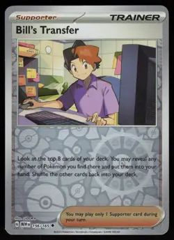 BILL'S TRANSFER 156/165 UNCOMMON 151 POKEMON REVERSE HOLO NM/M - Image 1