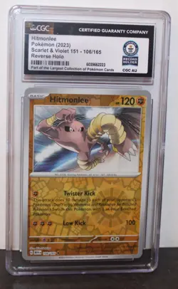 CGC WORLD RECORD 1 of 1 2023 POKEMON HITMONLEE EN-151 REV HOLO #106 MASTER BALL - Image 1