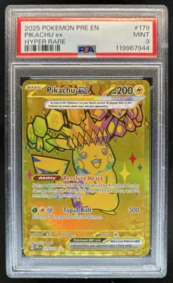 2025 Pokemon Prismatic Evolutions Pikachu ex #179/131 PSA 9 - Image 1