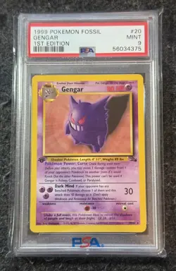 1999 Pokemon Fossil Gengar 1st Edition PSA 9 #20 - Image 1