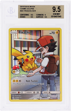 2019 Pokemon Sun and Moon Cosmic Eclipse Pikachu Secret Rare #241 BGS 9.5 - Image 1