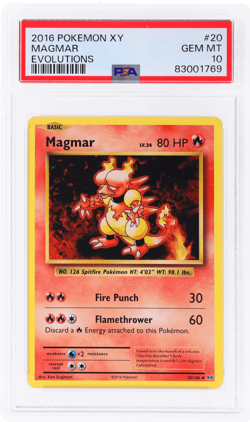 2016 Pokemon XY Evolutions Magmar #20 PSA 10 - Image 1
