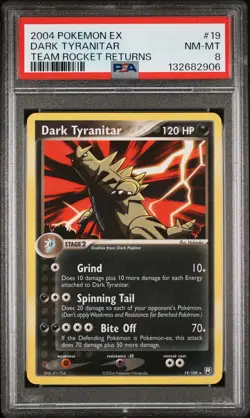 2004 POKEMON EX TEAM ROCKET RETURNS #19 DARK TYRANITAR PSA 8 - Image 1