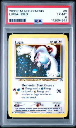 LUGIA #9 - POKEMON NEO GENESIS 2000 - PSA EXCELLENT-MINT 6 - HOLO WITH SWIRL! - Image 1