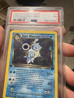 SWIRL 1ST EDITION PSA 1 2000 Team Rocket Dark Blastoise 3/82 Holo Foil Pokemon - Image 3