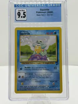 Pokemon Squirtle 093/130 Base Set 2 CGC 9.5 - Image 1