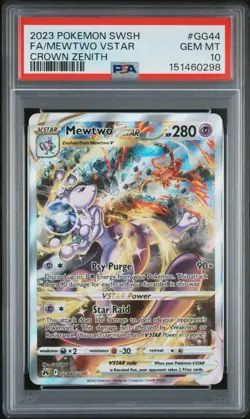 2023 POKEMON SWORD & SHIELD CROWN ZENITH #GG44 FULL ART/MEWTWO VSTAR PSA 10 - Image 1