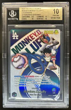 2025 One Piece X Los Angeles Dodgers Monkey D Luffy #EB02-010 BGS 10 - Image 1