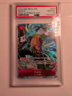2023 One Piece Japanese Marco Paramount War OP02-018 Alt Art PSA 10 Gem Mint - Image 1