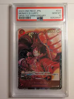 One Piece OP05 Monkey D Luffy 1st Anniversary PSA 10 - Image 1