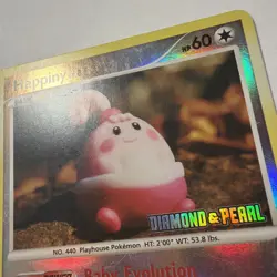 Happiny 52/123 Reverse Holo Pokemon Card Diamond & Pearl 2007 Stamped - Image 2