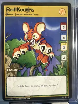 2004 Neopets Trading Card Game Red Kougra MP 3/15 Promo Card TCG - Image 1