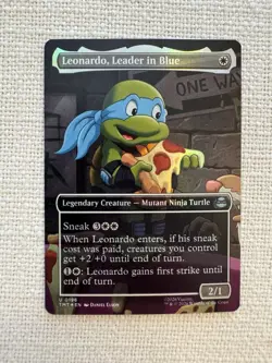 Leonardo, Leader in Blue Borderless Foil U0196 TMNT MTG Magic NM - Image 1