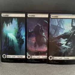 Lot of 3 MTG Full Art Foil Swamps Final Fantasy (FIN) 300 301 302 - Image 1