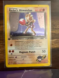Rocket's Hitmonchan 11/132 Holo Rare Gym Heroes Pokemon 1st Edition Holo MP - Image 1