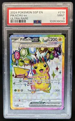 2024 Pokemon Surging Sparks Pikachu Ex #219/191 PSA 9 - Image 1