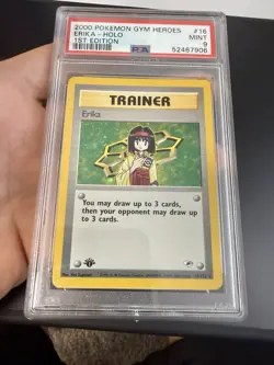 Pokemon Erika Gym Heroes 1st Edition Holo Rare #16 PSA 9 Mint - Image 1