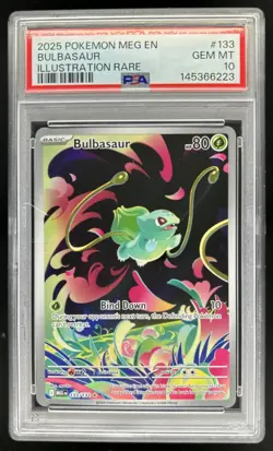 2025 Pokemon Mega Evolution Bulbasaur Illustration Rare #133/132 PSA 10 GEM MINT - Image 1