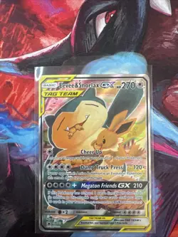 Pokemon TCG Eevee & Snorlax GX Tag Team SM169 Black Star Promo Sun & Moon NM - Image 1