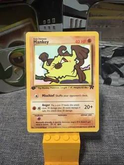 2000 Pokemon Rocket 1st Edition Mankey #61 - Image 1