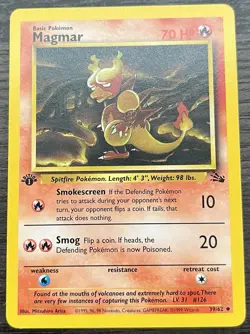 Magmar 39/62 Pokemon TCG WOTC Base Set Fossil Uncommon Light Play LP - Image 1