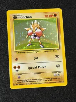 Pokemon TCG Hitmonchan Base Set 7/102 Holo Unlimited Holo Rare - Image 1