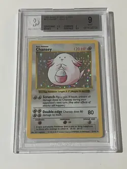 1999 Pokemon Base Set Shadowless Chansey Holo #3 BGS 9 MINT - Image 1