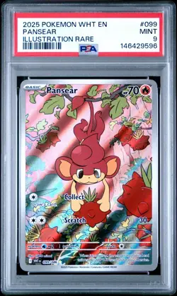 2025 POKEMON WHT EN-WHITE FLARE ILLUSTRATION RARE #099 PANSEAR PSA 9 - Image 1