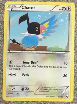 Chatot Uncommon Normal Dark Explorers 85/108 NM Pokemon TCG - Image 1