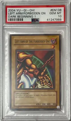 Yu-Gi-Oh! PSA 10 GEM-MT 'Left Arm of The Forbidden One' DB1-EN138 - Image 2