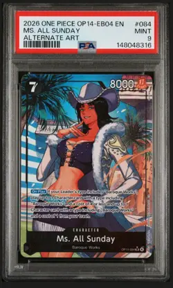 2026 One Piece Ms. All Sunday Super Rare Alt Art #OP14-084 PSA 9 MINT - Image 1