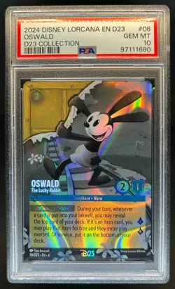2024 Disney Lorcana TCG: Azurite Sea Oswald Lucky Rabbit Promos #06/D23 PSA 10 - Image 1