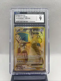 2016 Pokemon XY Evolutions #106 Dragonite Ex Full Art Ultra Rare CGC 9 Mint - Image 1